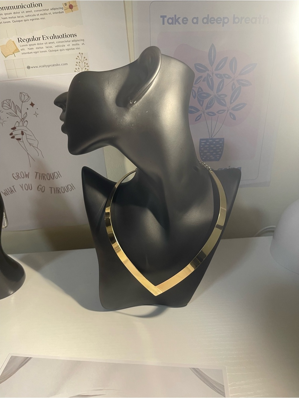 Gold V-Front Statement Collar Necklace - Women Jewelry